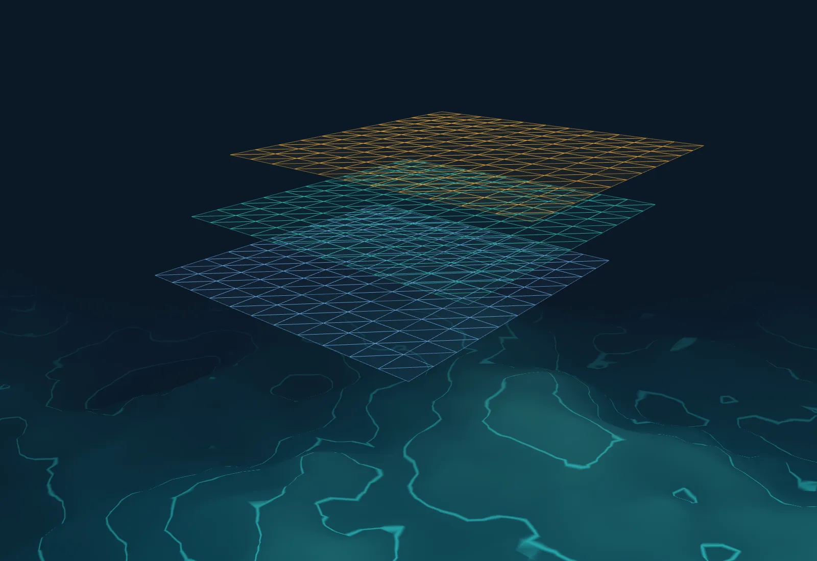 Sensor layers fused over a 3D seabed